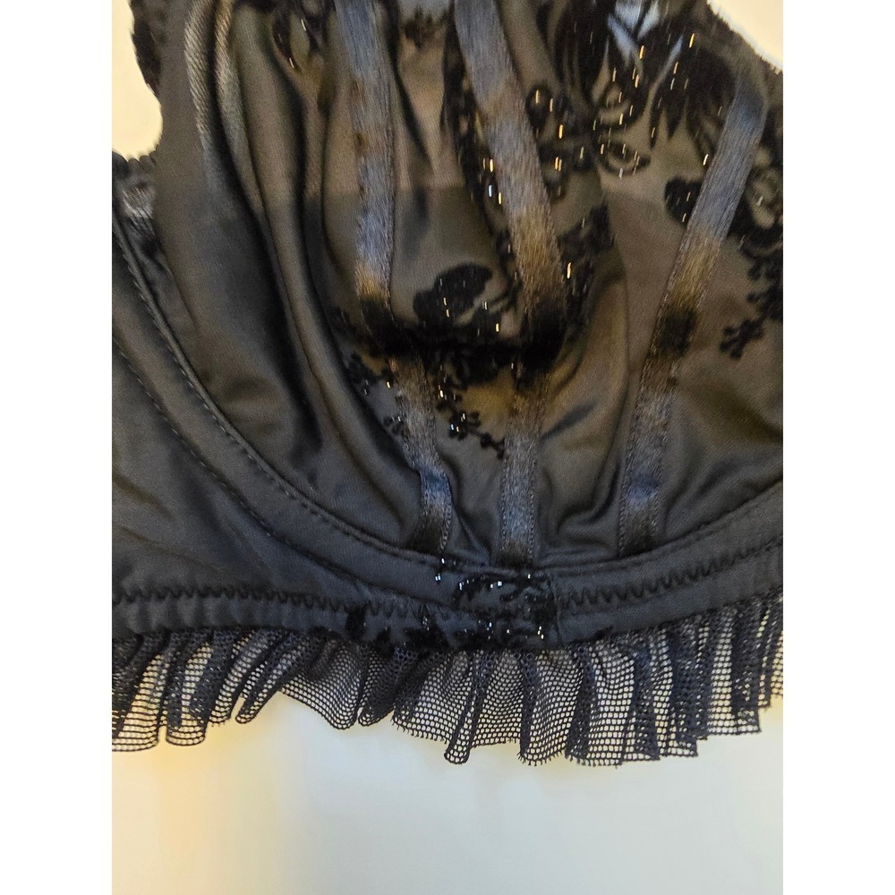 Felina Archive Coquette Velvet Floral Sheer Balconette Bra Women 36B - Picture 4 of 10
